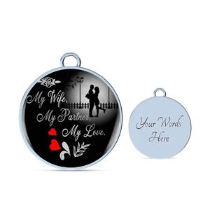 My Wife My Partner My Love Personalized Engraved Silver Circle Bangle Bracelet